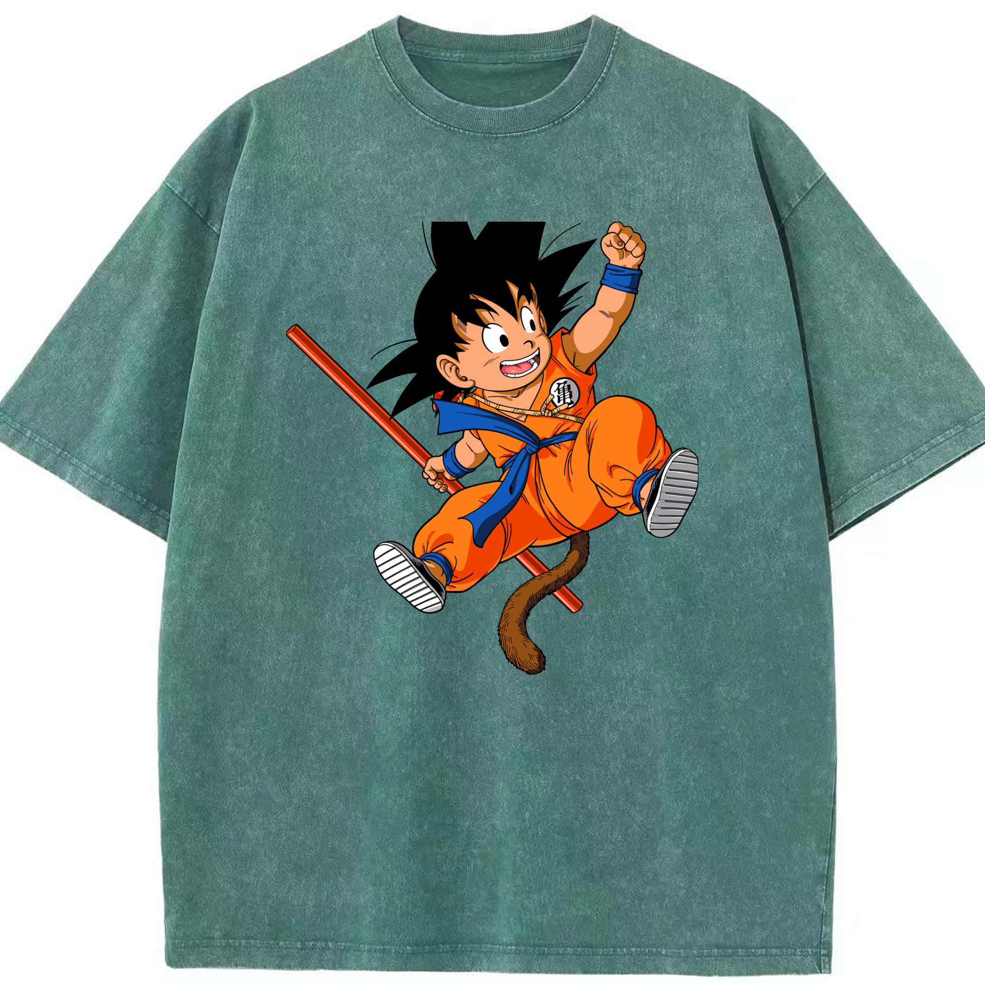 （画像用） ドラゴンボール 孫悟空（そん ごくう）Son Goku カカロット DRAGON BALL Kakarotto 綿100% ヴィンテージ風 半袖Tシャツ（フロントプリント）